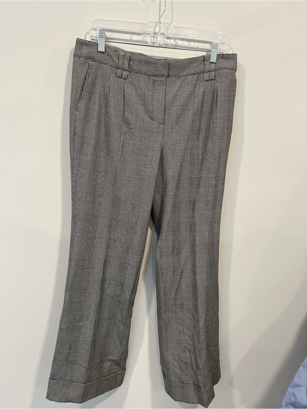 Willi Smith Gray Glen Plaid Cropped Trousers